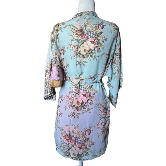 Y2K Vintage Victoria’s Secret Blue Coquette Floral Mesh Robe Size Small - Picture 8 of 12